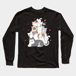 dogs and cats in love-cat lover-dog lover-cute cat-cute dog-cats-dogs-catshirt-dogshirt Long Sleeve T-Shirt